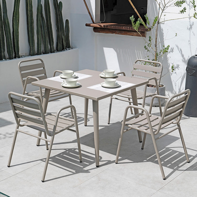 Industrial Armchair Open Back Metal Patio Dining Chair with Arm