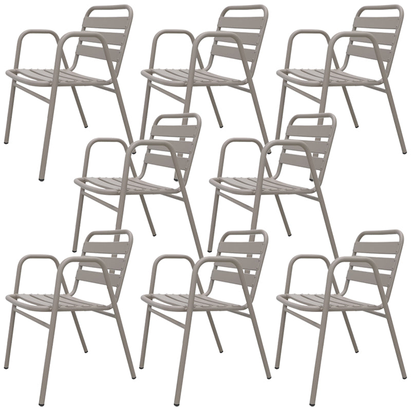 Industrial Armchair Open Back Metal Patio Dining Chair with Arm