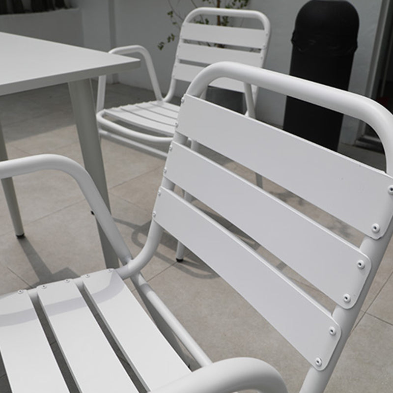 Industrial Armchair Open Back Metal Patio Dining Chair with Arm