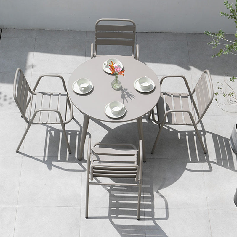 Industrial Armchair Open Back Metal Patio Dining Chair with Arm