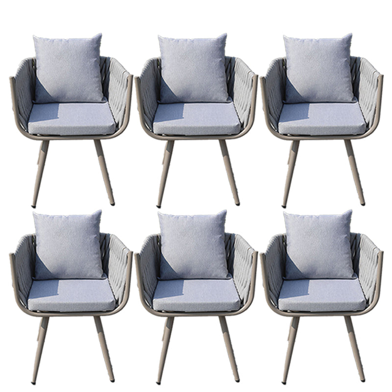 Tropical Washable Cushion Side Chair Gray Dining Side Chair with Arm