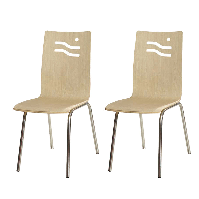 Contemporary Outdoor Chair Wood and Metal Patio Dining Chair