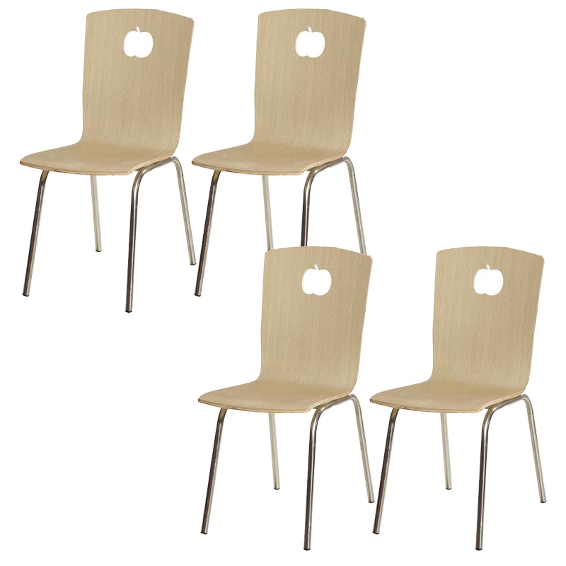 Contemporary Outdoor Chair Wood and Metal Patio Dining Chair