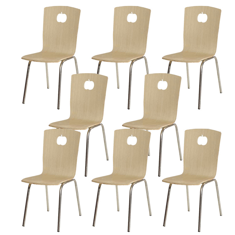 Contemporary Outdoor Chair Wood and Metal Patio Dining Chair