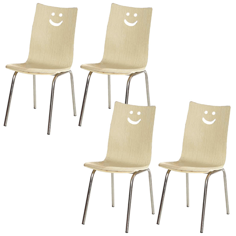 Contemporary Outdoor Chair Wood and Metal Patio Dining Chair