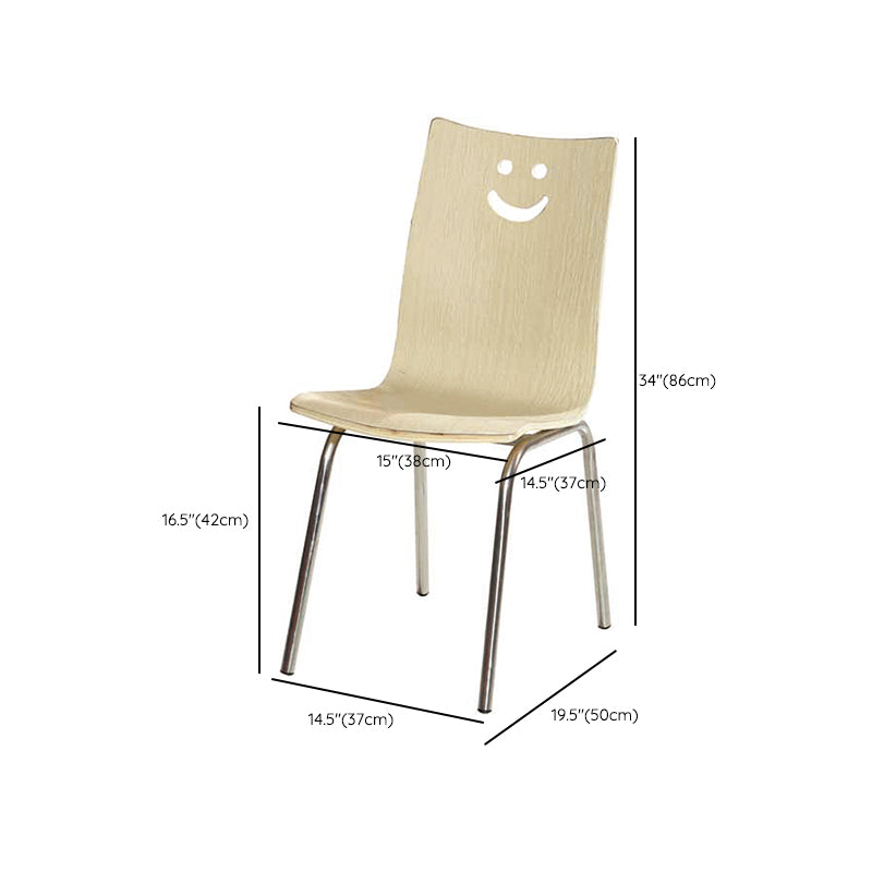 Contemporary Outdoor Chair Wood and Metal Patio Dining Chair