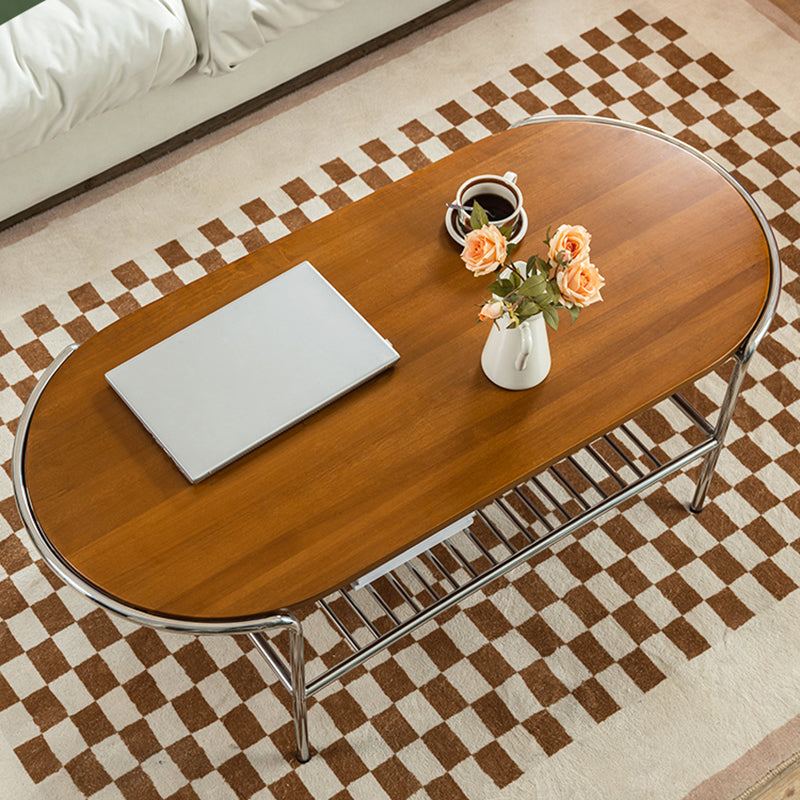 Modern Frame Coffee Table Black Wood Coffee Cocktail Table with Shelf