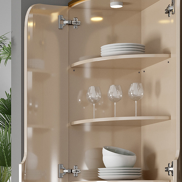 Scandinavian Bombe Accent Cabinet Solid Wood Side Cabinet in White