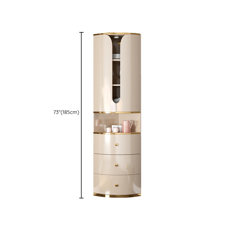 Scandinavian Bombe Accent Cabinet Solid Wood Side Cabinet in White