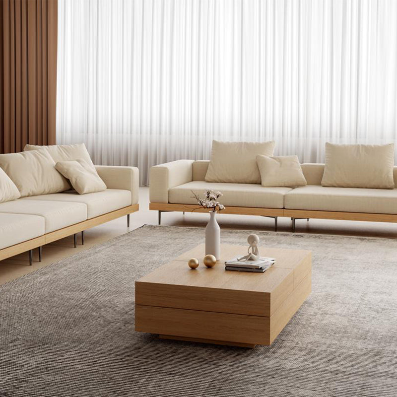 Modern Coffee Table Black Wood Coffee Cocktail Table with Storage