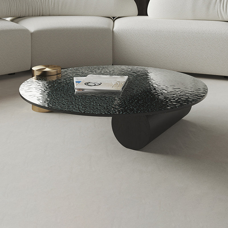 Round Glass Coffee Table 2 Legs Tropical Single Coffee Table