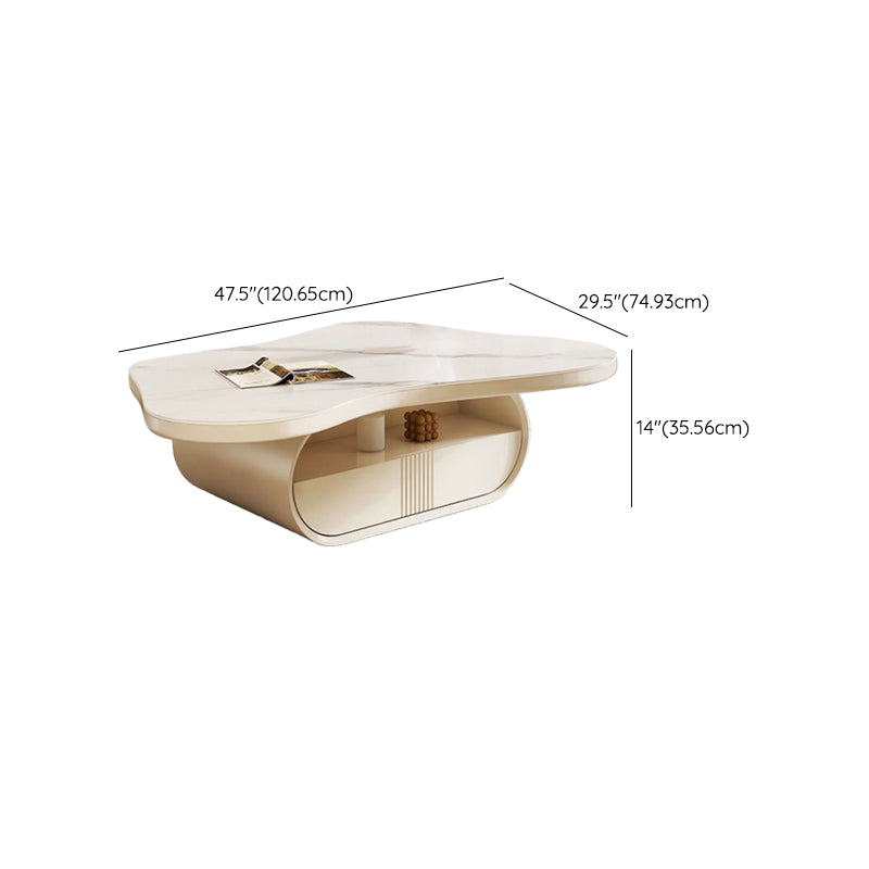 Modern Coffee Table Free Form Single Coffee Table with Storage Drawers