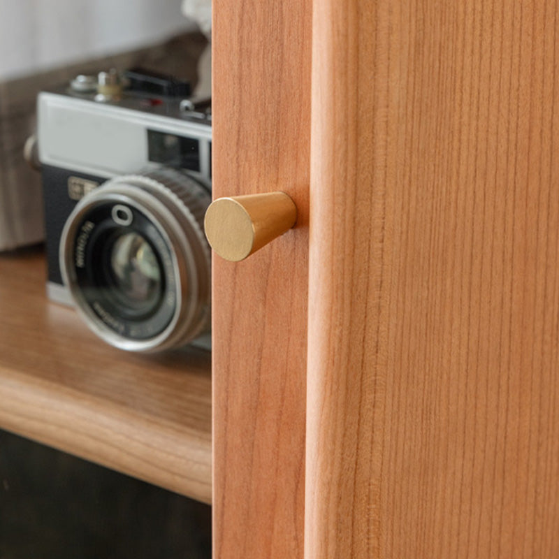 59" Tall Pine Wood Accent Cabinet Natural 1-Door Chest with 2-Drawer