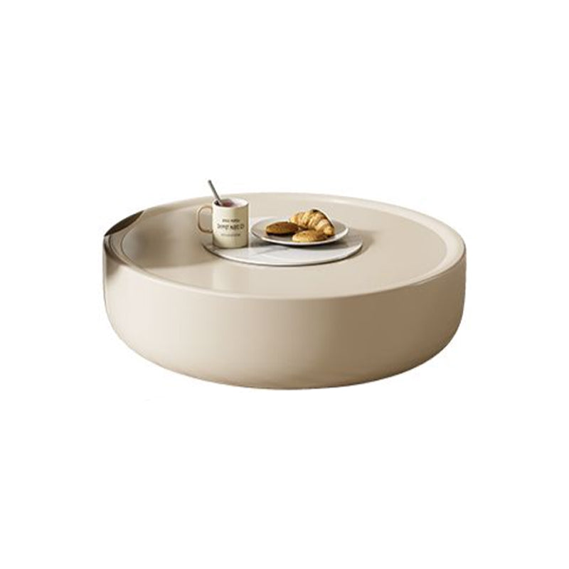 Contemporary Round Cream Coffee Table Set with Storage Drawer