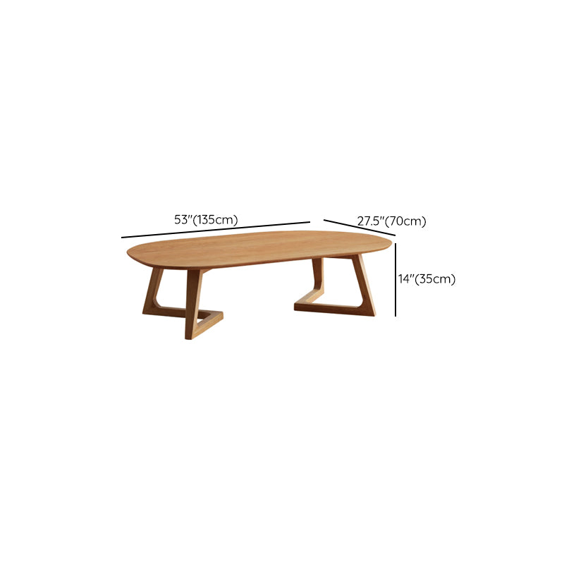 Ash Wood 2 Legs Coffee Table Elliptical 2 Nesting Cocktail Table Set