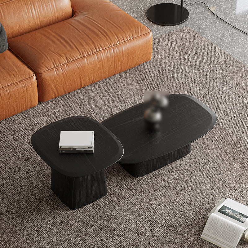 Pedestal Coffee Table Black Solid Wood Coffee Cocktail Table