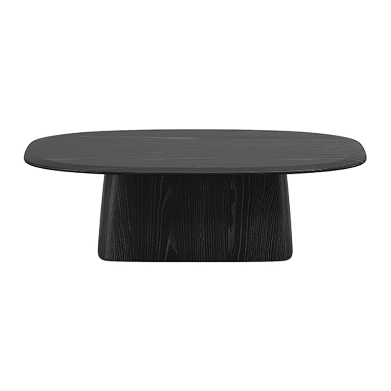 Pedestal Coffee Table Black Solid Wood Coffee Cocktail Table