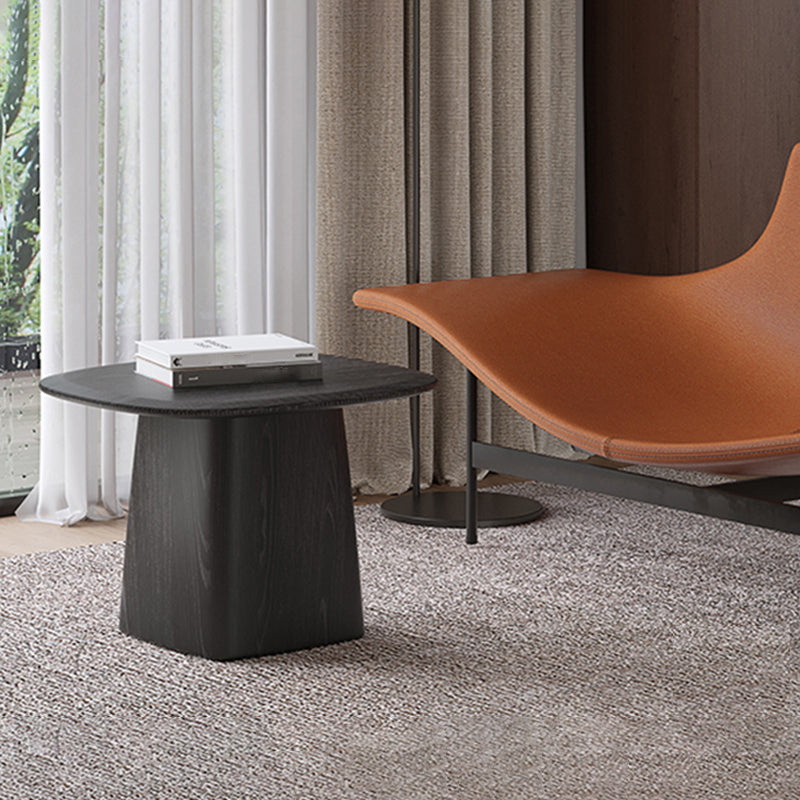 Pedestal Coffee Table Black Solid Wood Coffee Cocktail Table
