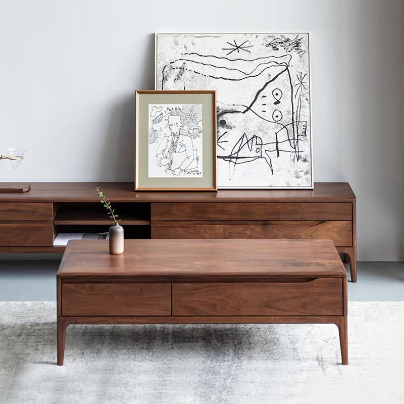 Rectangle Bunching Tables Solid Wood Coffee or End Table with Drawer