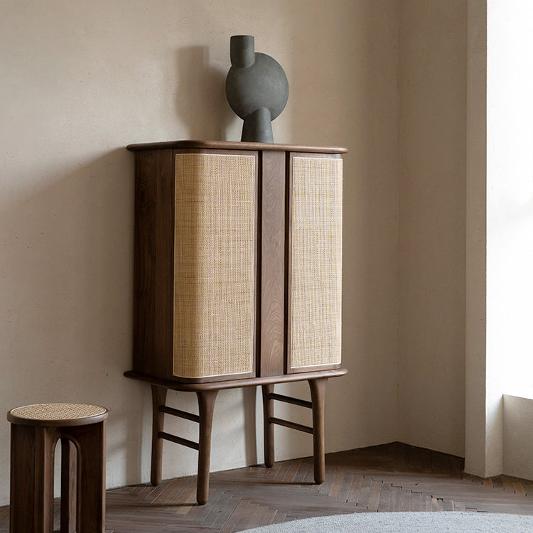 Contemporary Rectangle Storage Cabinet Natural Finish Accent Cabinet