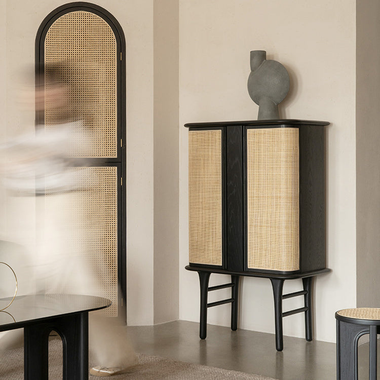 Contemporary Rectangle Storage Cabinet Natural Finish Accent Cabinet