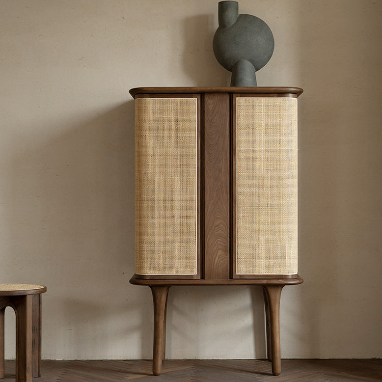 Contemporary Rectangle Storage Cabinet Natural Finish Accent Cabinet