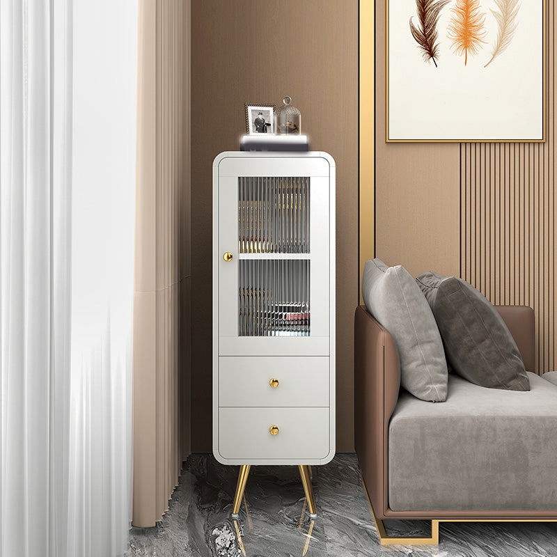 Modern 15.7" W Square Cabinet 1 Glass Door Side Cabinet with 2 Drawers