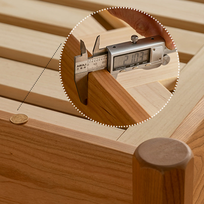 Contemporary Standard Bed Cherry Solid Color Bed Frame With Custom Gold Legs