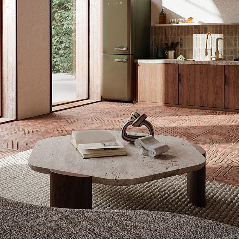 Contemporary Coffee Table Single Stone Coffee Cocktail Table