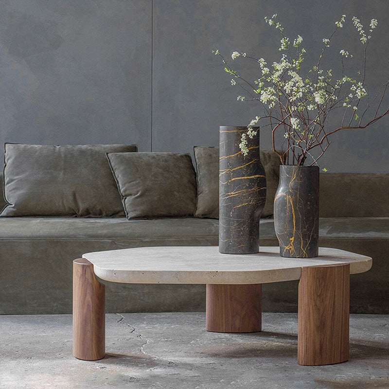 Contemporary Coffee Table Single Stone Coffee Cocktail Table