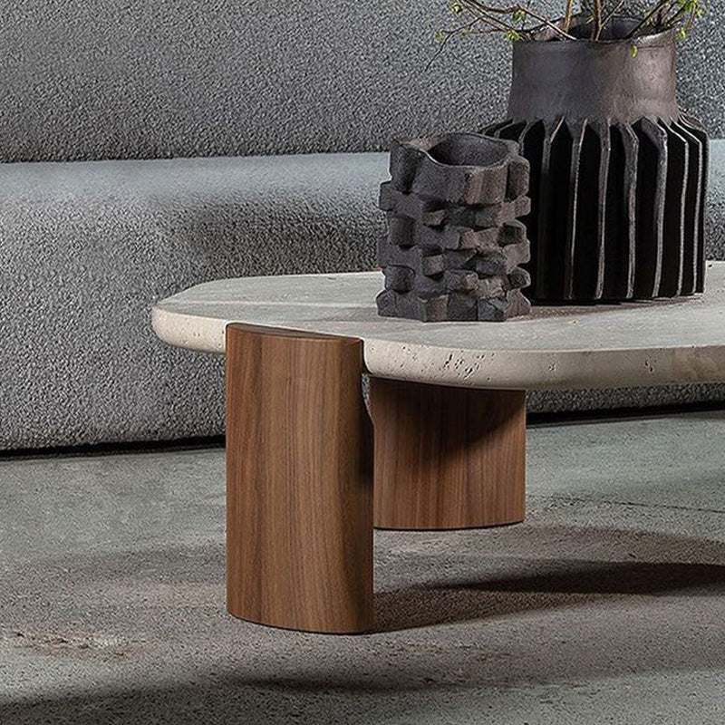 Contemporary Coffee Table Single Stone Coffee Cocktail Table