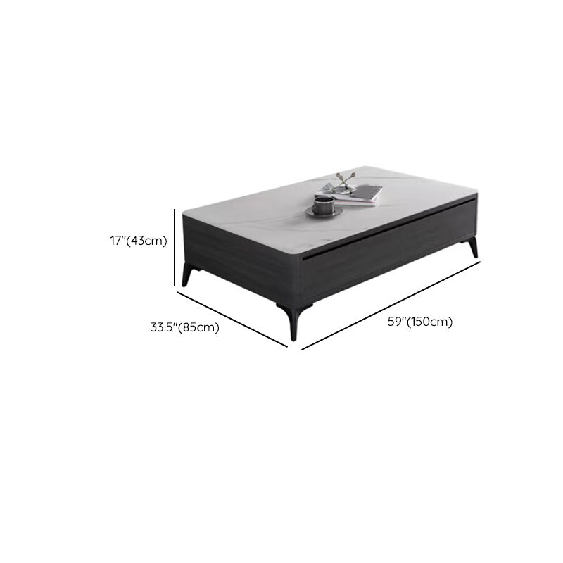 Slate Rectangle Modern Coffee Table 4 Legs Single Coffee Table with 4 Drawers