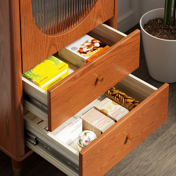 Modern Two Drawer Accent Cabinet Rectangular Wooden and Glass 1-Door Cabinet