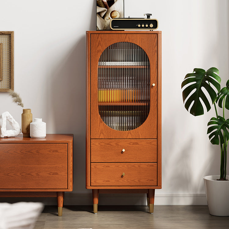 Modern Two Drawer Accent Cabinet Rectangular Wooden and Glass 1-Door Cabinet