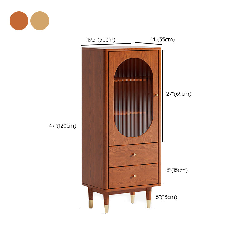 Modern Two Drawer Accent Cabinet Rectangular Wooden and Glass 1-Door Cabinet