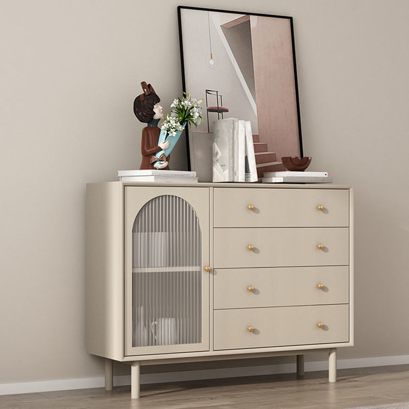 Contemporary Solid Wood Accent Cabinet Beige 2/4-Drawer Chest with Rattan Accent