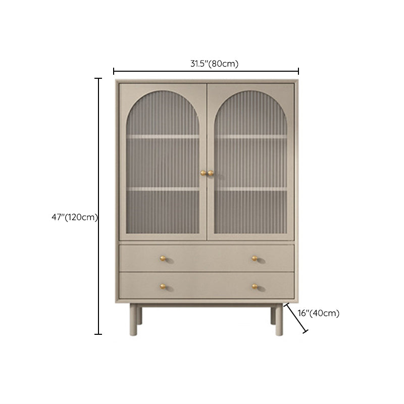 Contemporary Solid Wood Accent Cabinet Beige 2/4-Drawer Chest with Rattan Accent