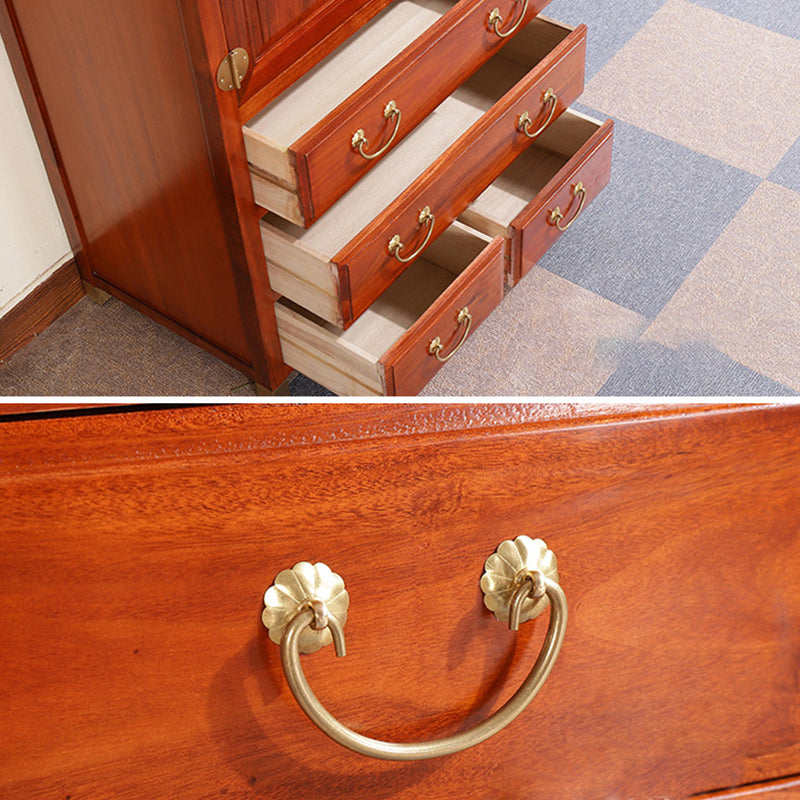 Minimalistic Brown/Wood Accent Chest with Drawers and Wooden Legs