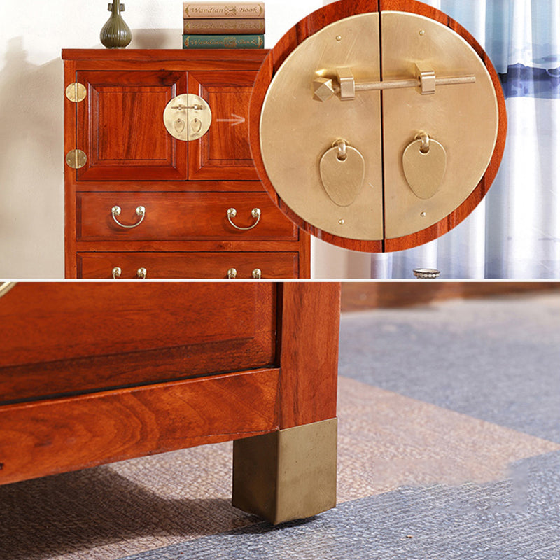 Minimalistic Brown/Wood Accent Chest with Drawers and Wooden Legs