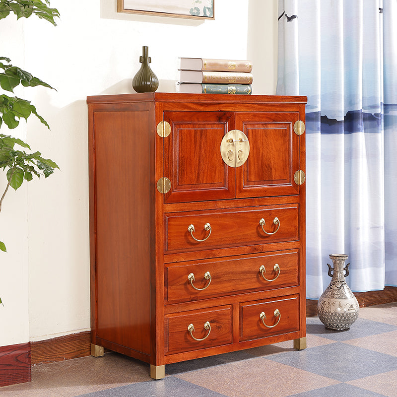 Minimalistic Brown/Wood Accent Chest with Drawers and Wooden Legs