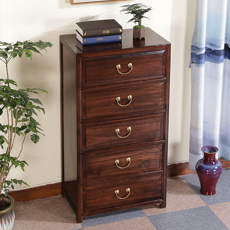 Minimalistic Brown/Wood Accent Chest with Drawers and Wooden Legs
