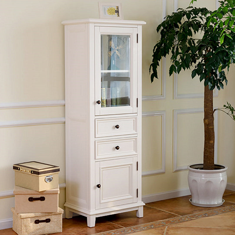 Contemporary Solid Wood Side Cabinet 2-Door and 2-Drawer Water Resistant Chest in White