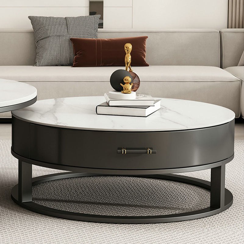 Slate Coffee Table Set Frame Cocktail Table with Storage Drawers