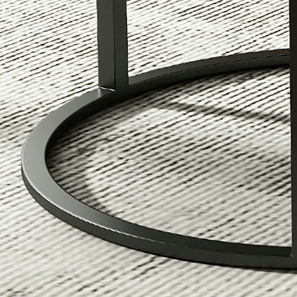Round Slate Top Coffee Table Set Frame Cocktail Table with Storage Drawers
