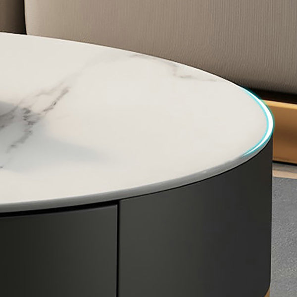 Glass Top Coffee Table Set Frame Cocktail Table with Storage Drawers
