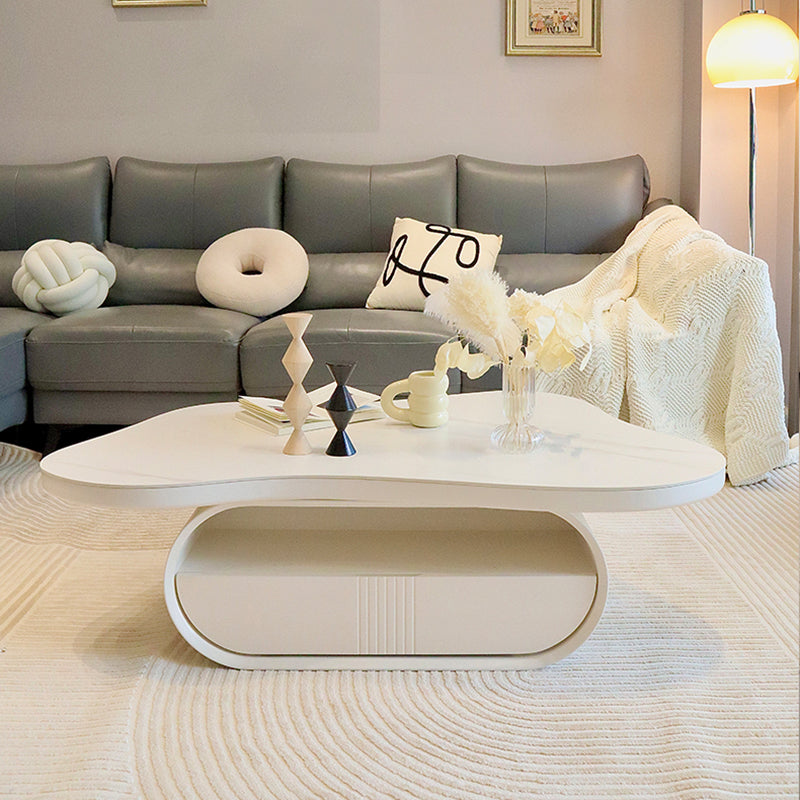 Slate Top Coffee or End Table Abstract Coffee Cocktail Table with Storage Drawers
