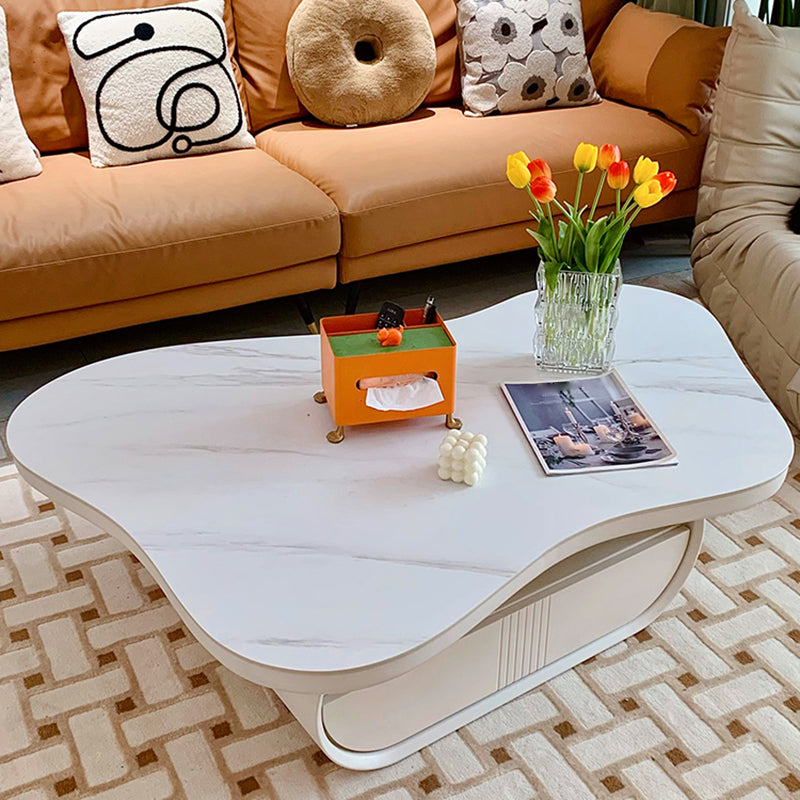 Slate Top Coffee or End Table Abstract Coffee Cocktail Table with Storage Drawers