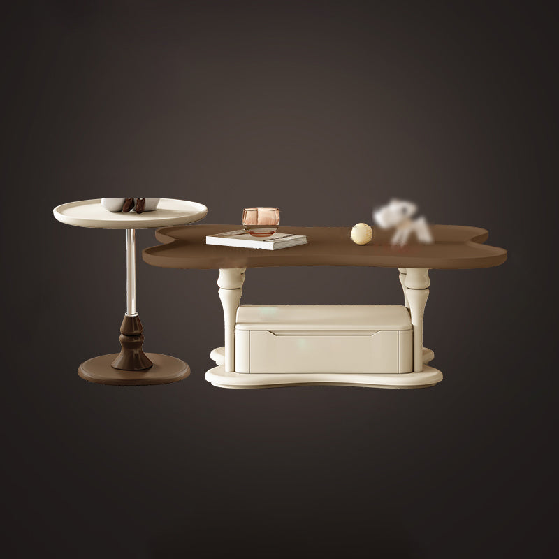 Modern Wood Coffee Table No Distressing Bunching Tables with Storage Drawers