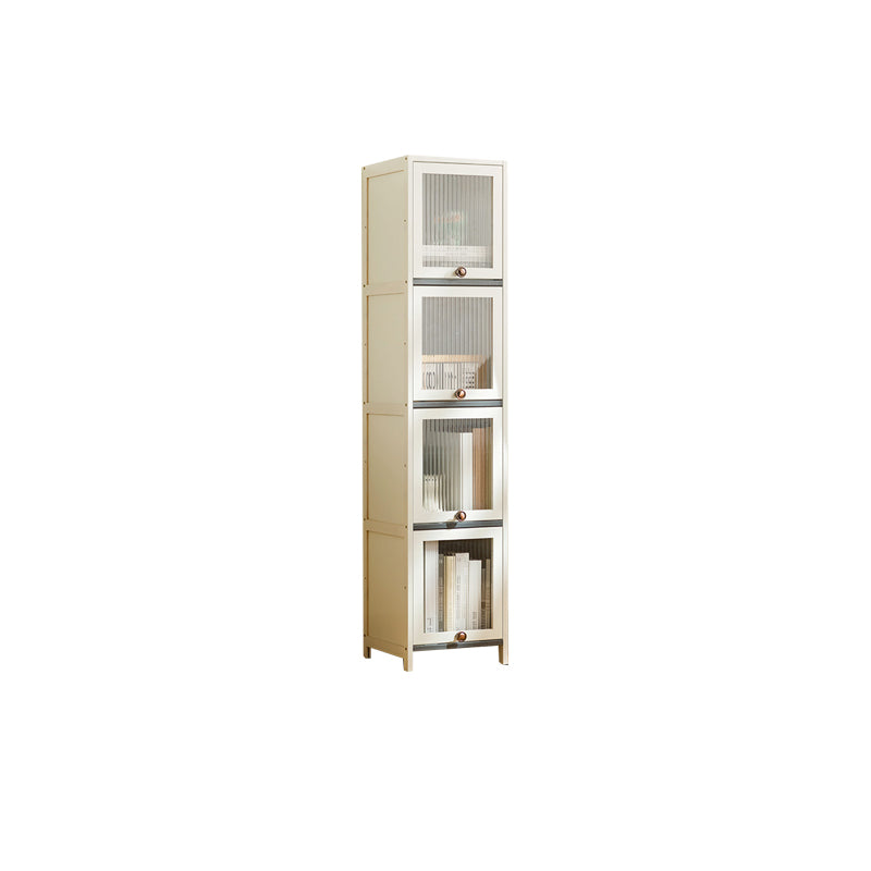 Contemporary Bamboo Accent Cabinet in White 12.6" D Chest with Glass Paned