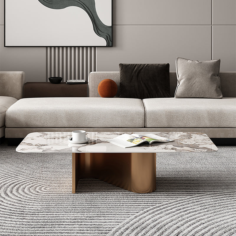 Glam Abstract Coffee Table Slate Coffee Cocktail Table, Brushed